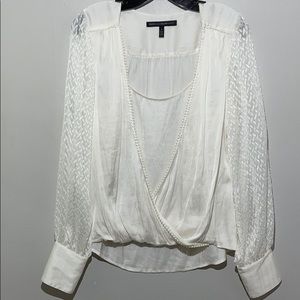 White Dressy Long Sleeve Blouse